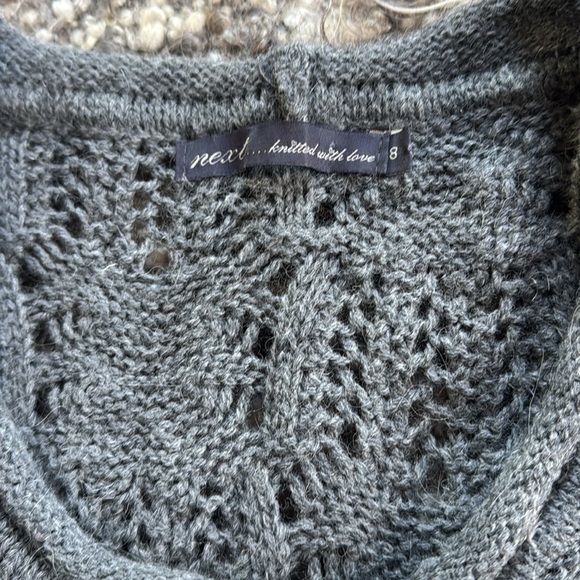 Next Lacy Knit dress gray heather wool alpaca blend soft stretchy beautiful 36 8 - Picture 3 of 8